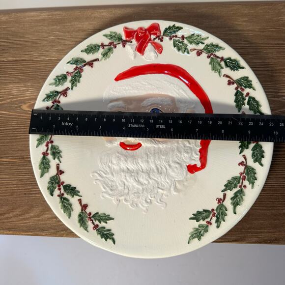 VTG Santa Christmas Plate Rare 1965 Pottery Hand Signed by Artist Cookie Platter - Picture 7 of 8